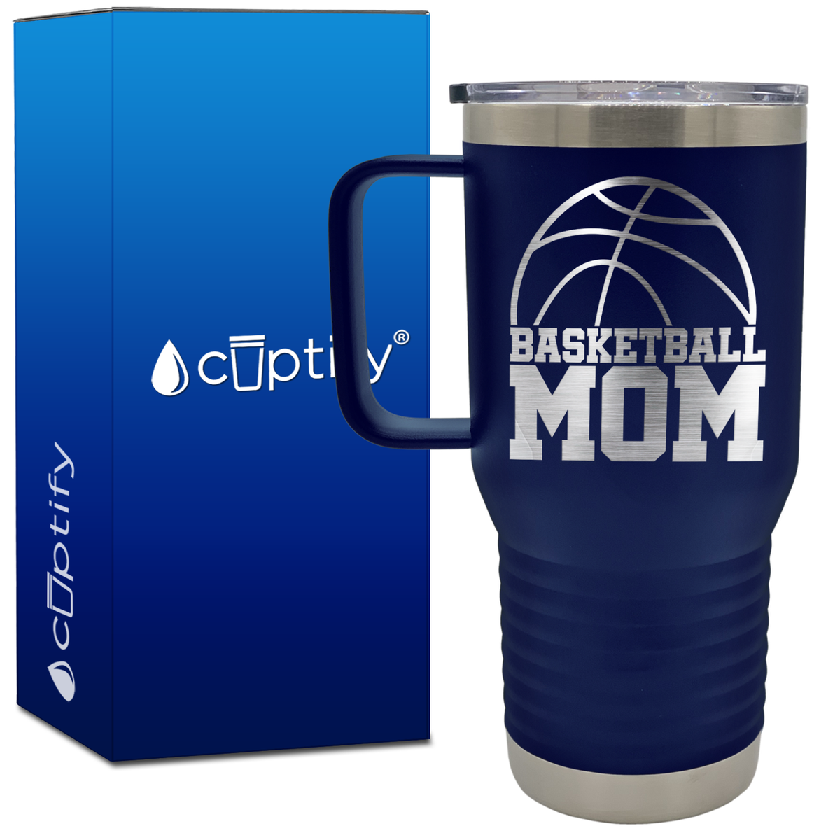 Basketball Mom Half Ball 20oz Basketball Travel Mug