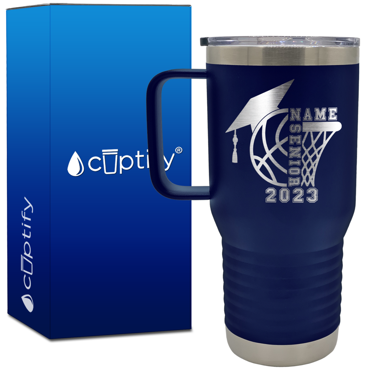 Personalized Basketball Senior 20oz Basketball Travel Mug