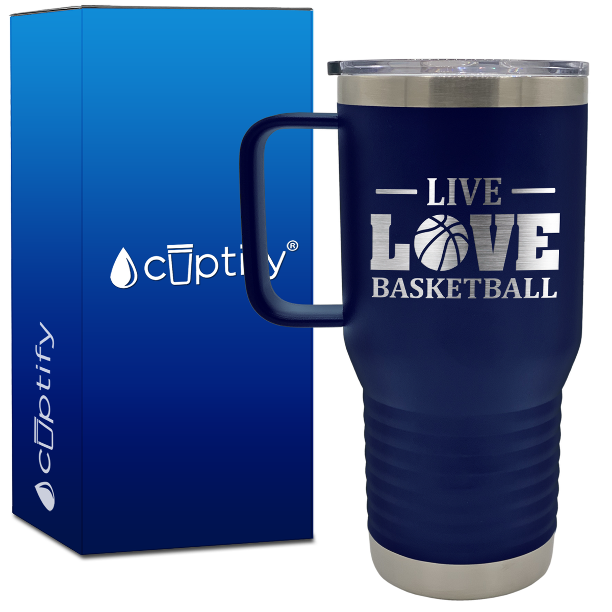 Live Love Basketball Line 20oz Basketball Travel Mug