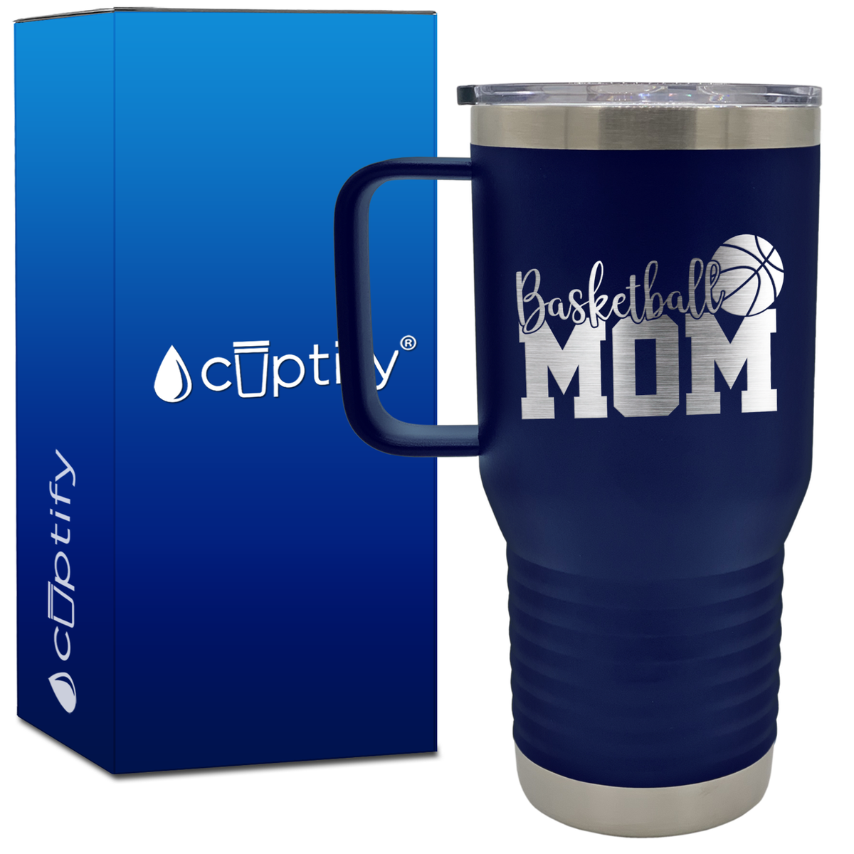Basketball Mom Slanted 20oz Basketball Travel Mug