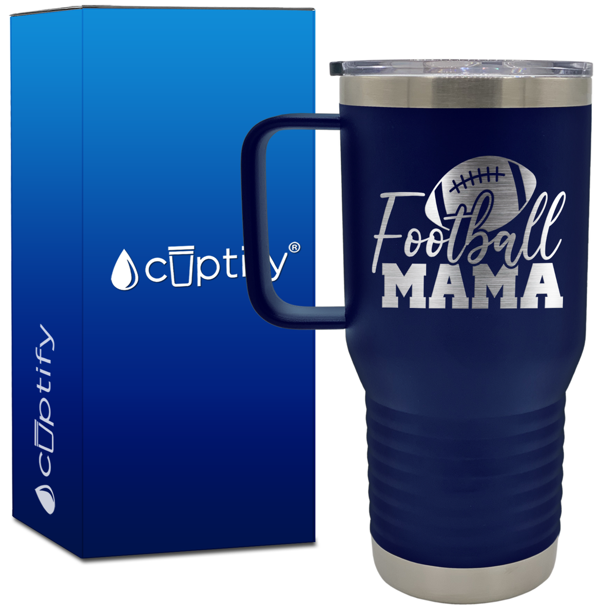 Football Mama with Football 20oz Football Travel Mug
