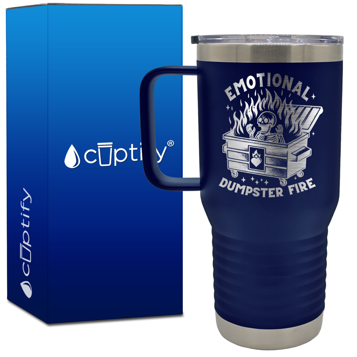 Emotional Dumpster Fire Skeleton 20oz Funny Travel Mug