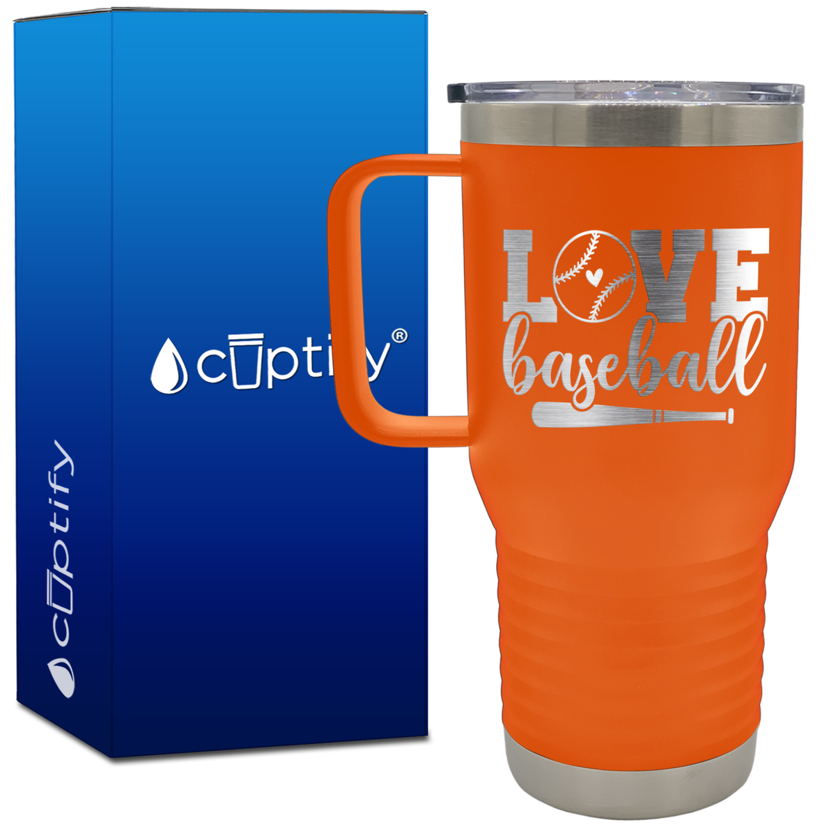 Love Baseball Bat and Ball 20oz Baseball Travel Mug