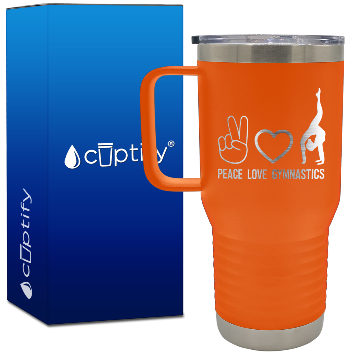 Peace Love Gymnastics 20oz Gymnastics Travel Mug