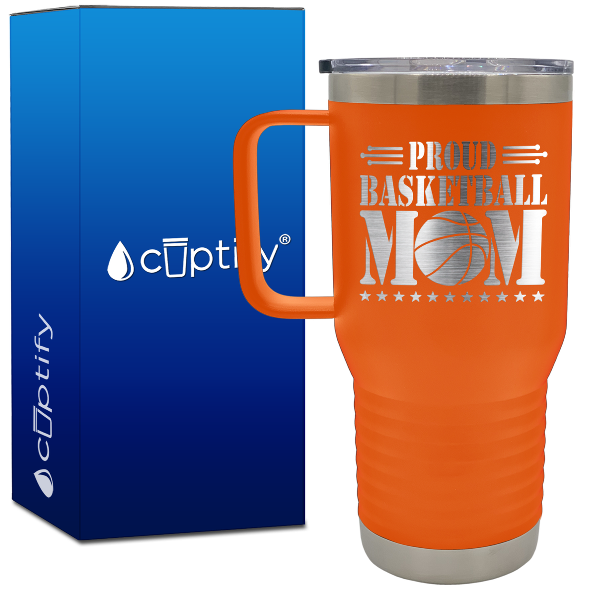 Proud Basketball Mom 20oz Basketball Travel Mug