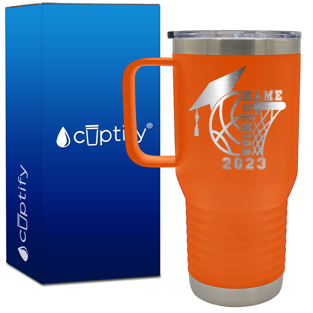 Personalized Basketball Senior 20oz Basketball Travel Mug