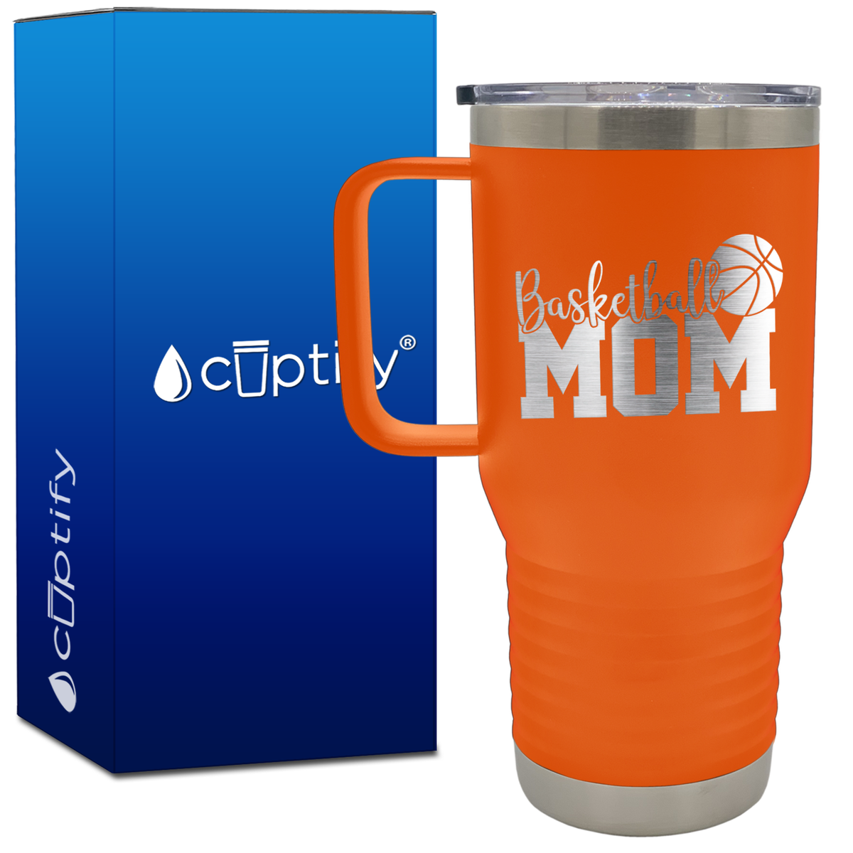 Basketball Mom Slanted 20oz Basketball Travel Mug