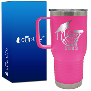 Basketball Senior with Grad Cap 20oz Basketball Travel Mug