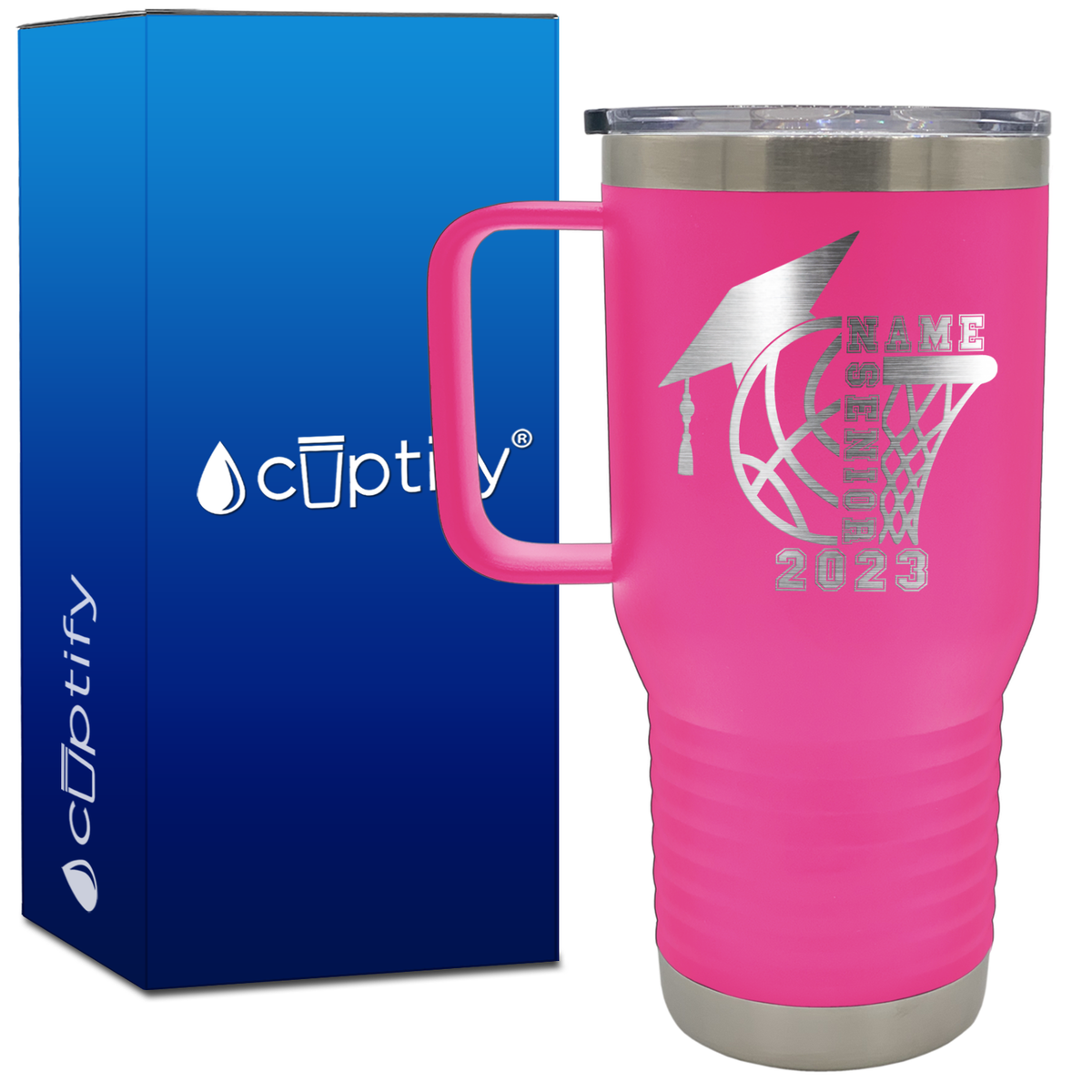 Personalized Basketball Senior 20oz Basketball Travel Mug
