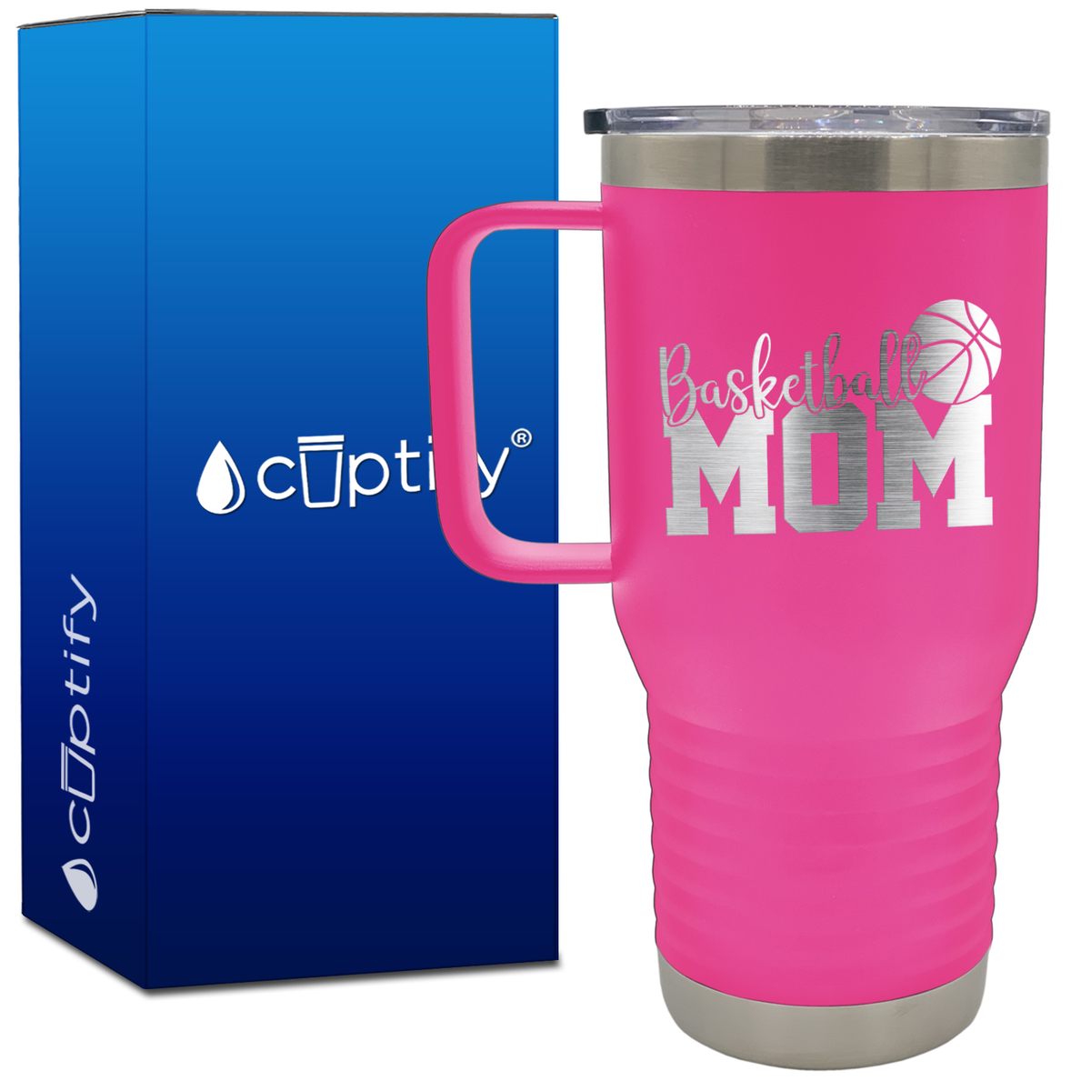 Basketball Mom Slanted 20oz Basketball Travel Mug