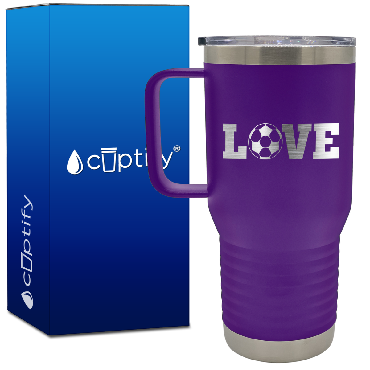 Love Soccer Ball 20oz Soccer Travel Mug