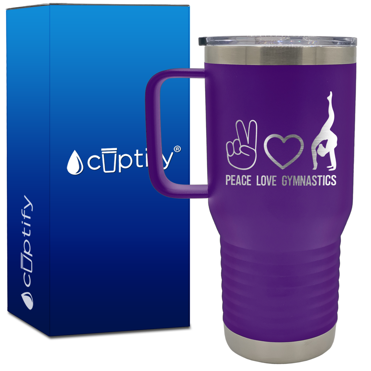 Peace Love Gymnastics 20oz Gymnastics Travel Mug
