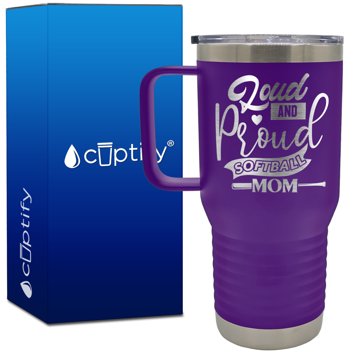 Loud and Proud Softball Mom 20oz Softball Travel Mug