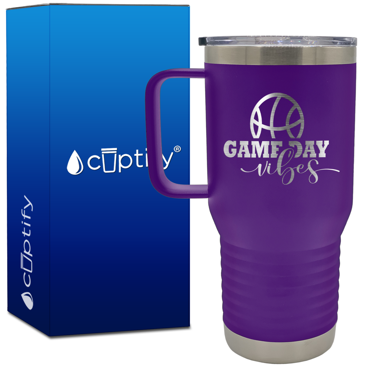 Game Day Vibes Basketball 20oz Basketball Travel Mug