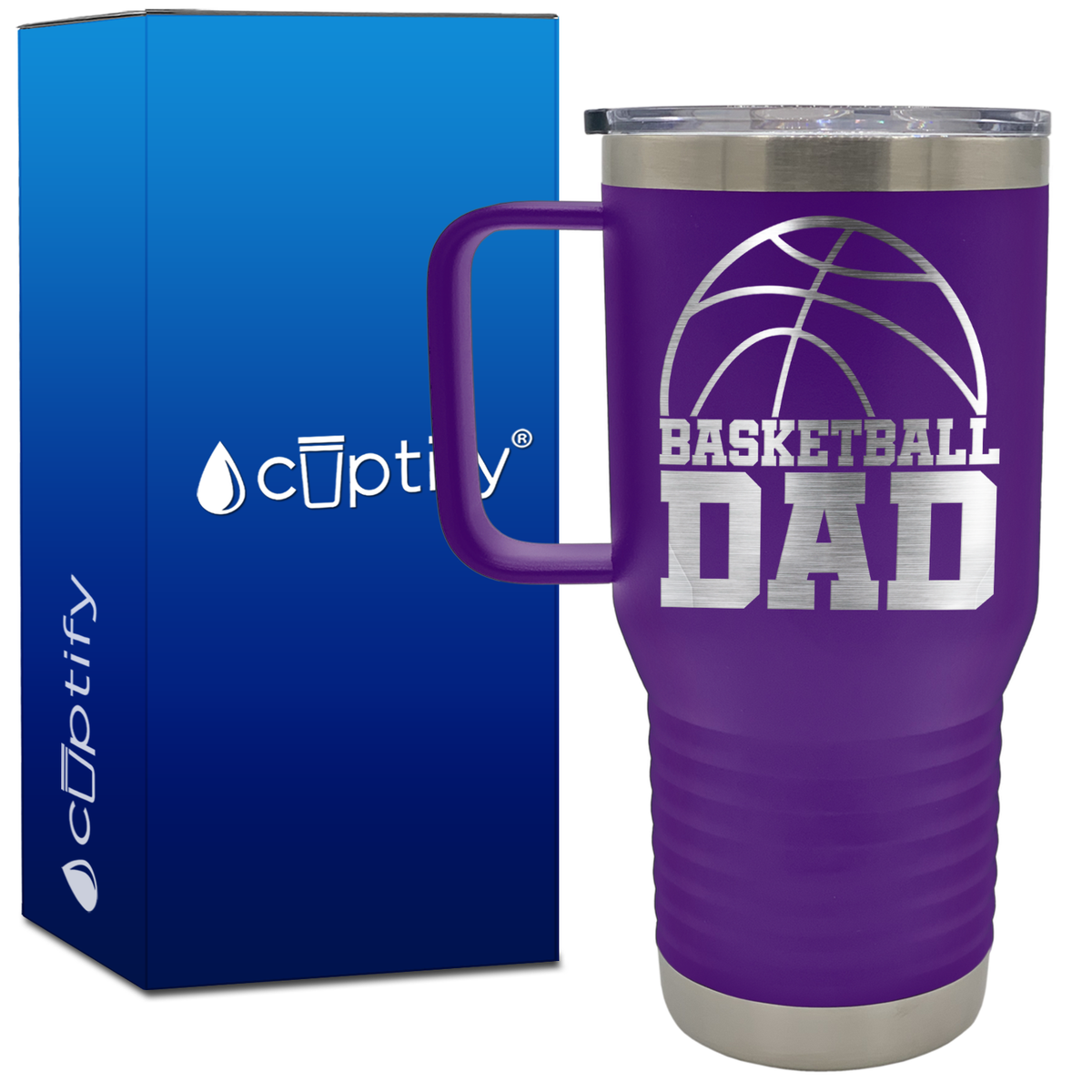 Basketball Dad Half Ball 20oz Basketball Travel Mug