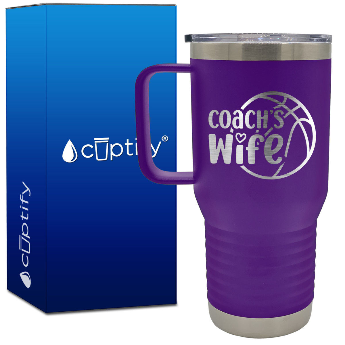 Coach's Wife Basketball 20oz Basketball Travel Mug