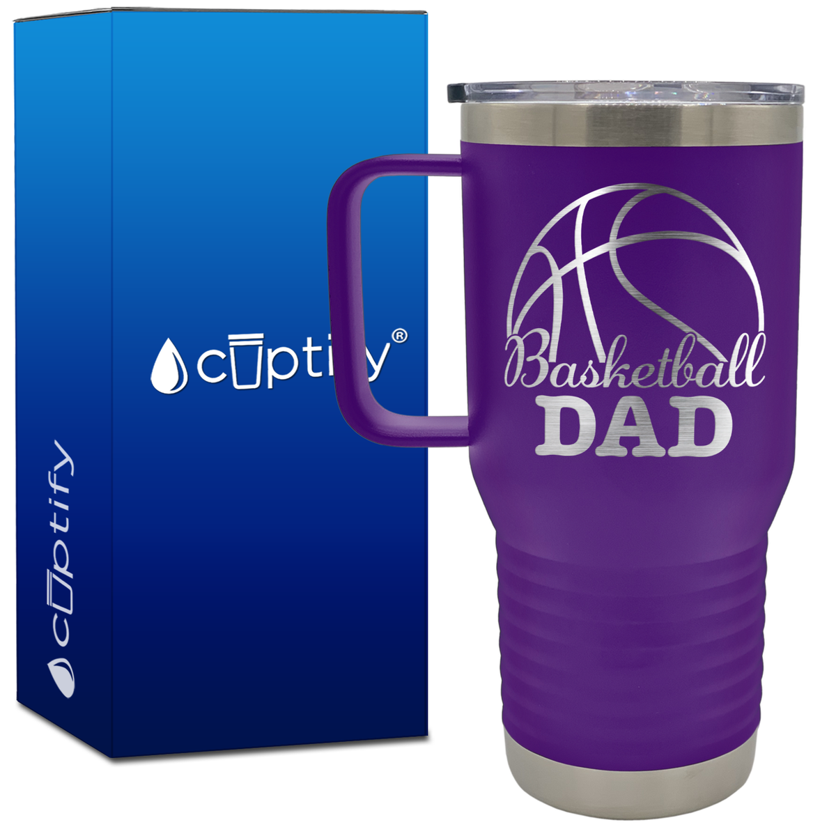 Basketball Dad Big Half Ball 20oz Basketball Travel Mug