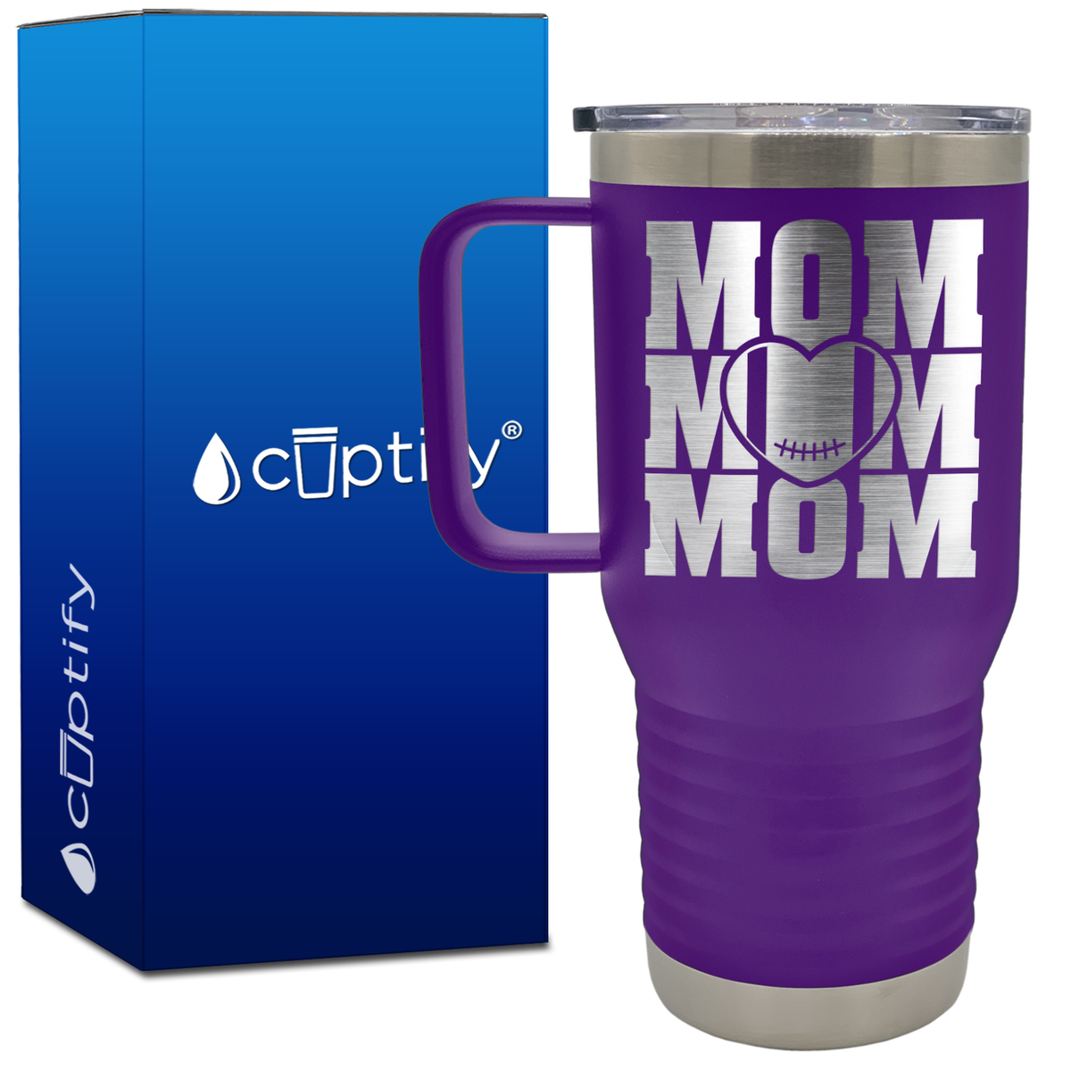 Mom Mom Mom Football 20oz Football Travel Mug