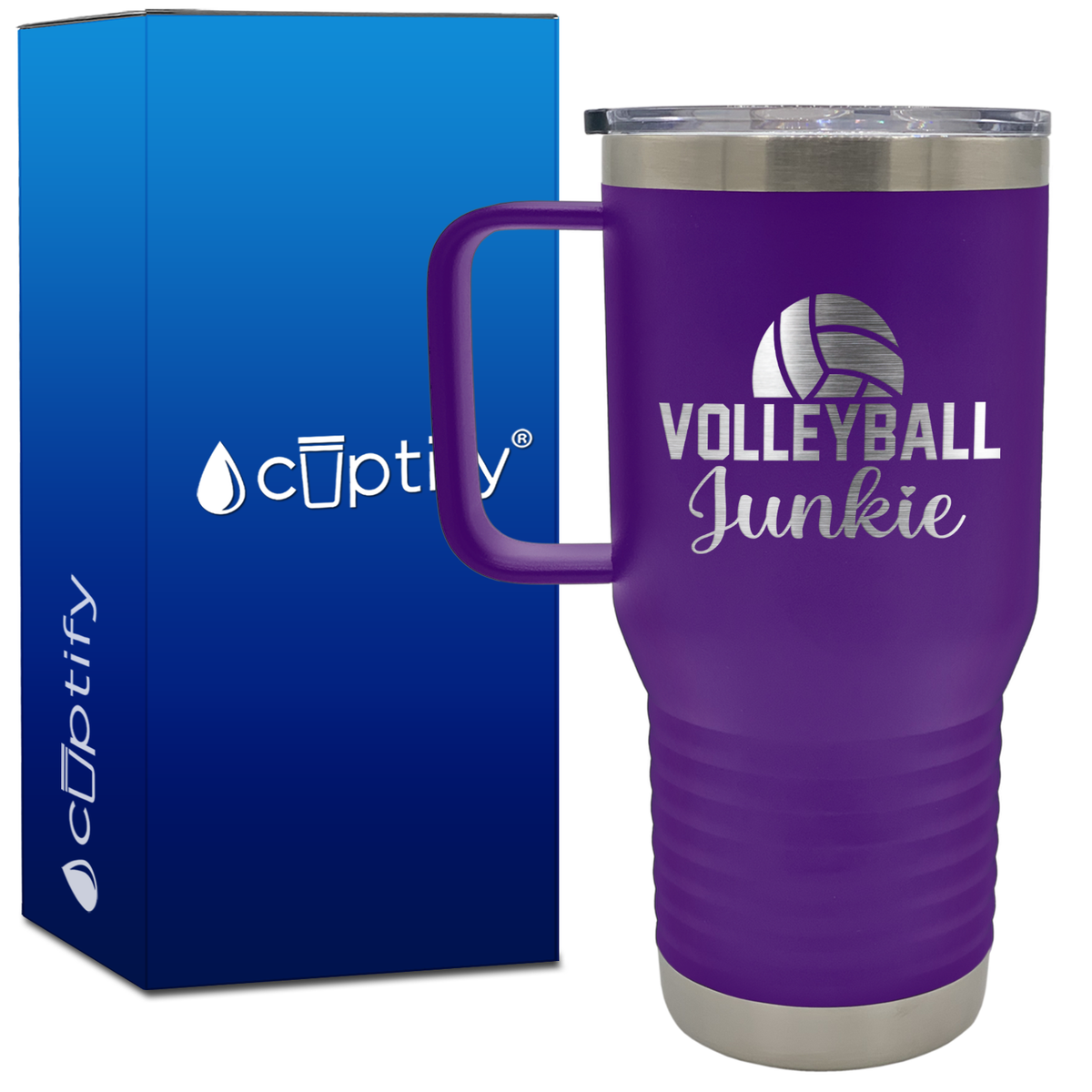 Volleyball Junkie Half Ball 20oz Volleyball Travel Mug