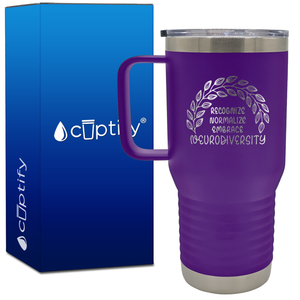 Recognize Normalize Embrace Neurodiversity 20oz Autism Travel Mug