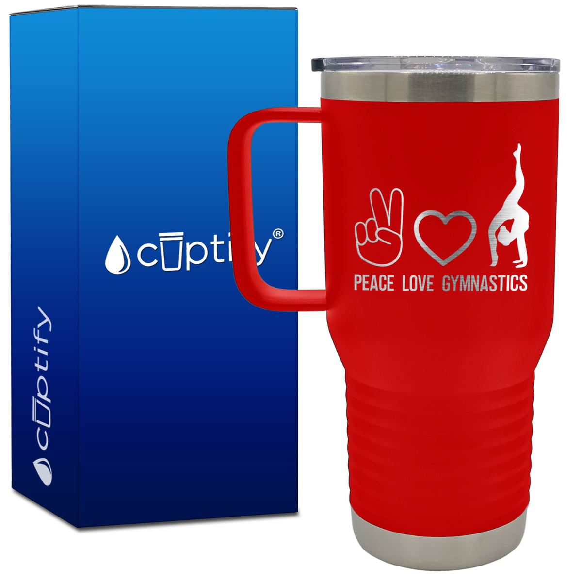 Peace Love Gymnastics 20oz Gymnastics Travel Mug