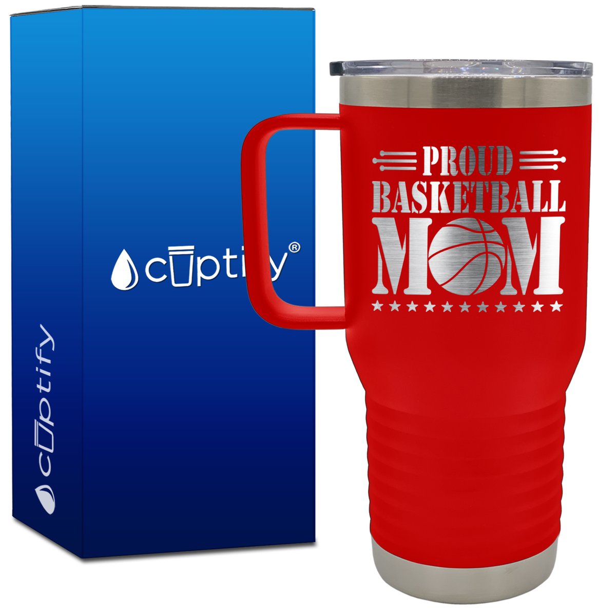 Proud Basketball Mom 20oz Basketball Travel Mug