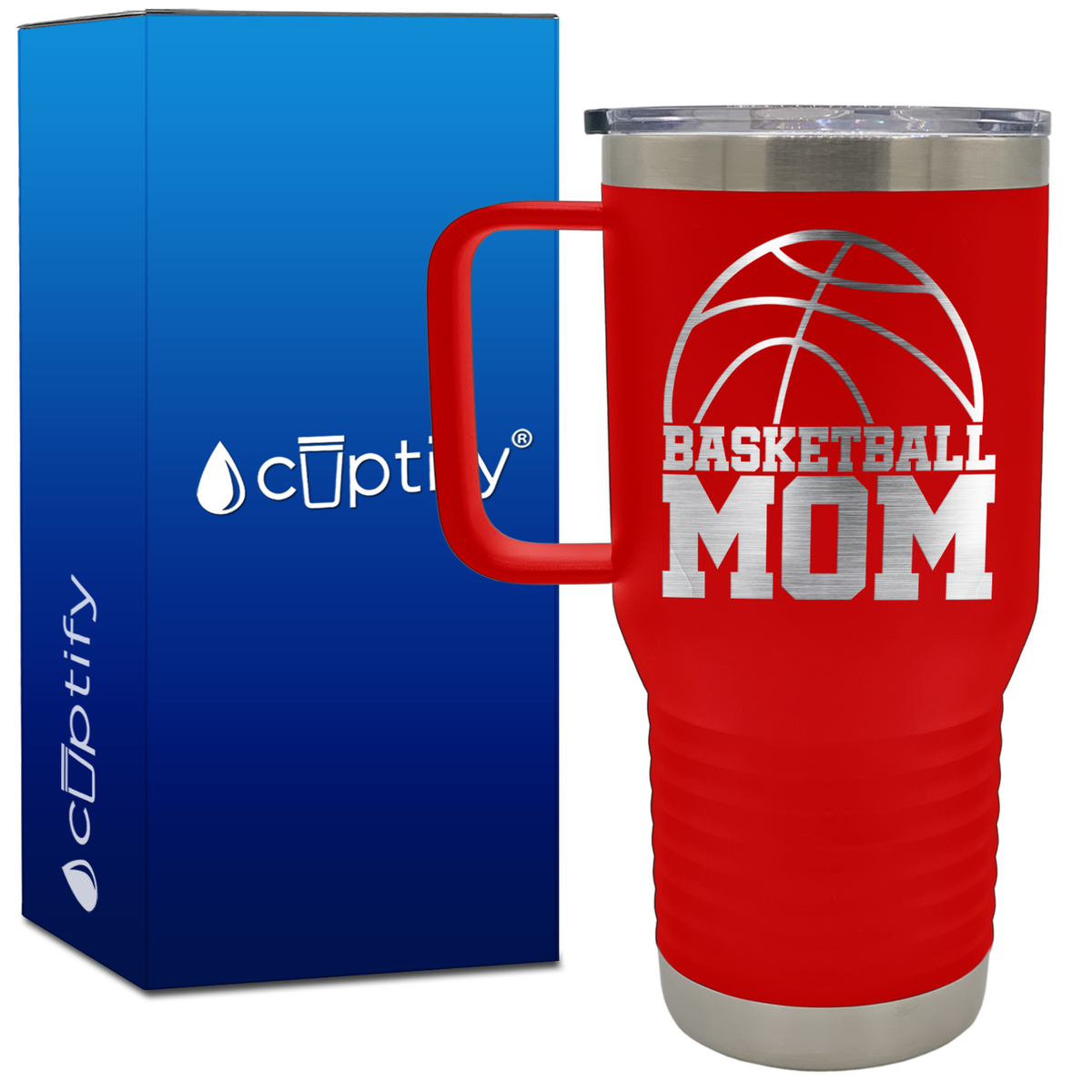 Basketball Mom Half Ball 20oz Basketball Travel Mug