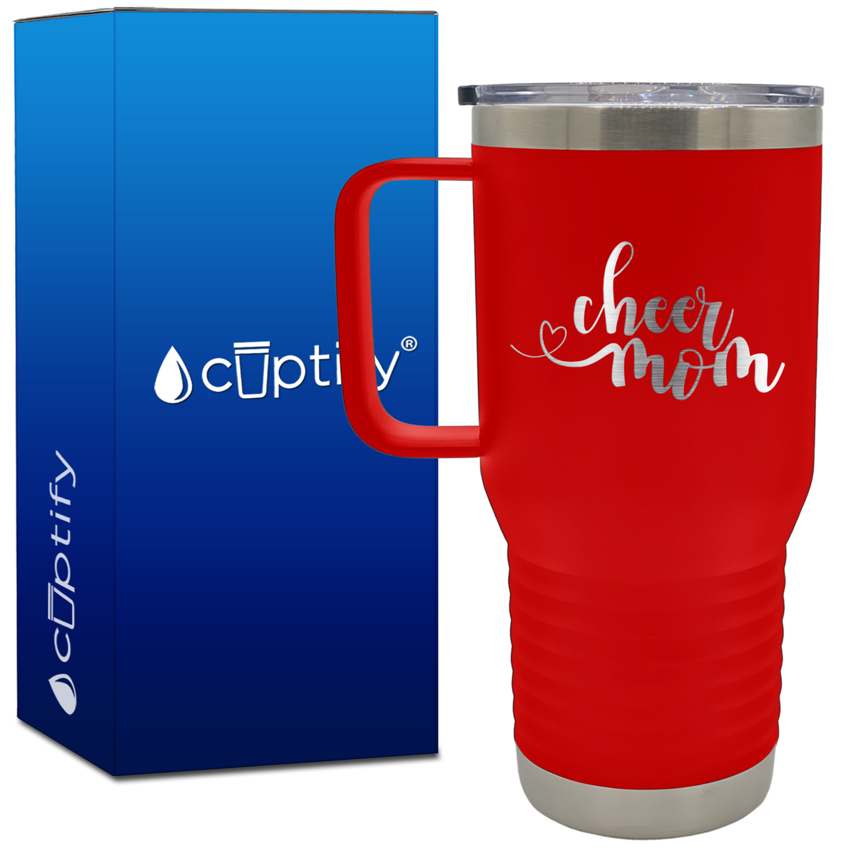Cheer Mom Heart 20oz Cheer Travel Mug