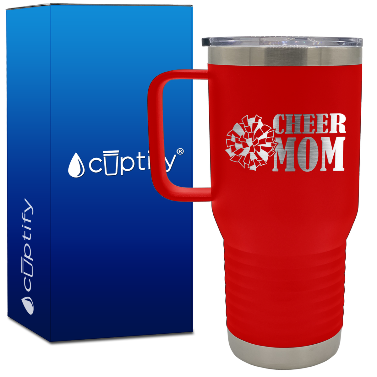Cheer Mom with Pom Pom 20oz Cheer Travel Mug