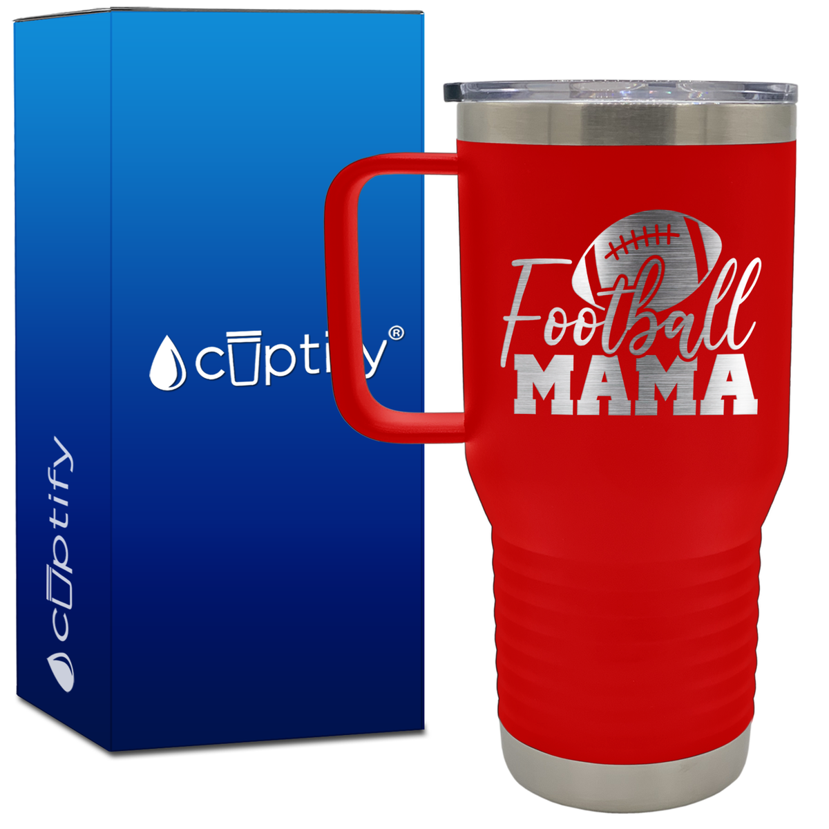 Football Mama with Football 20oz Football Travel Mug