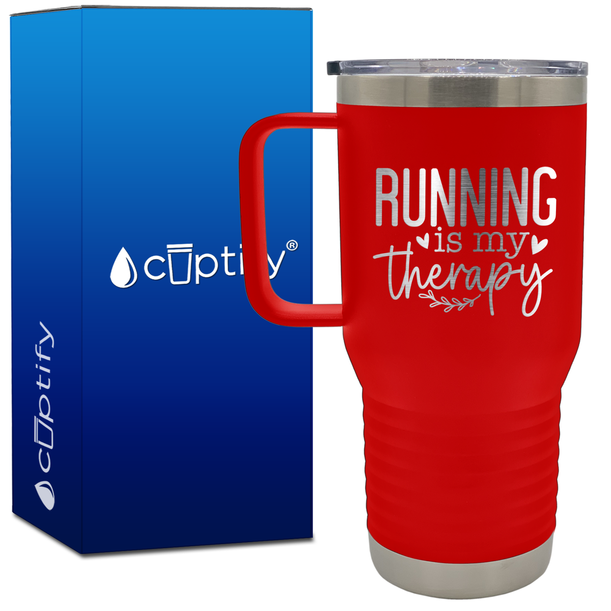 Running is my Therapy Hearts 20oz Running Travel Mug