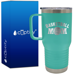Basketball Mom 20oz Basketball Travel Mug - Seafoam