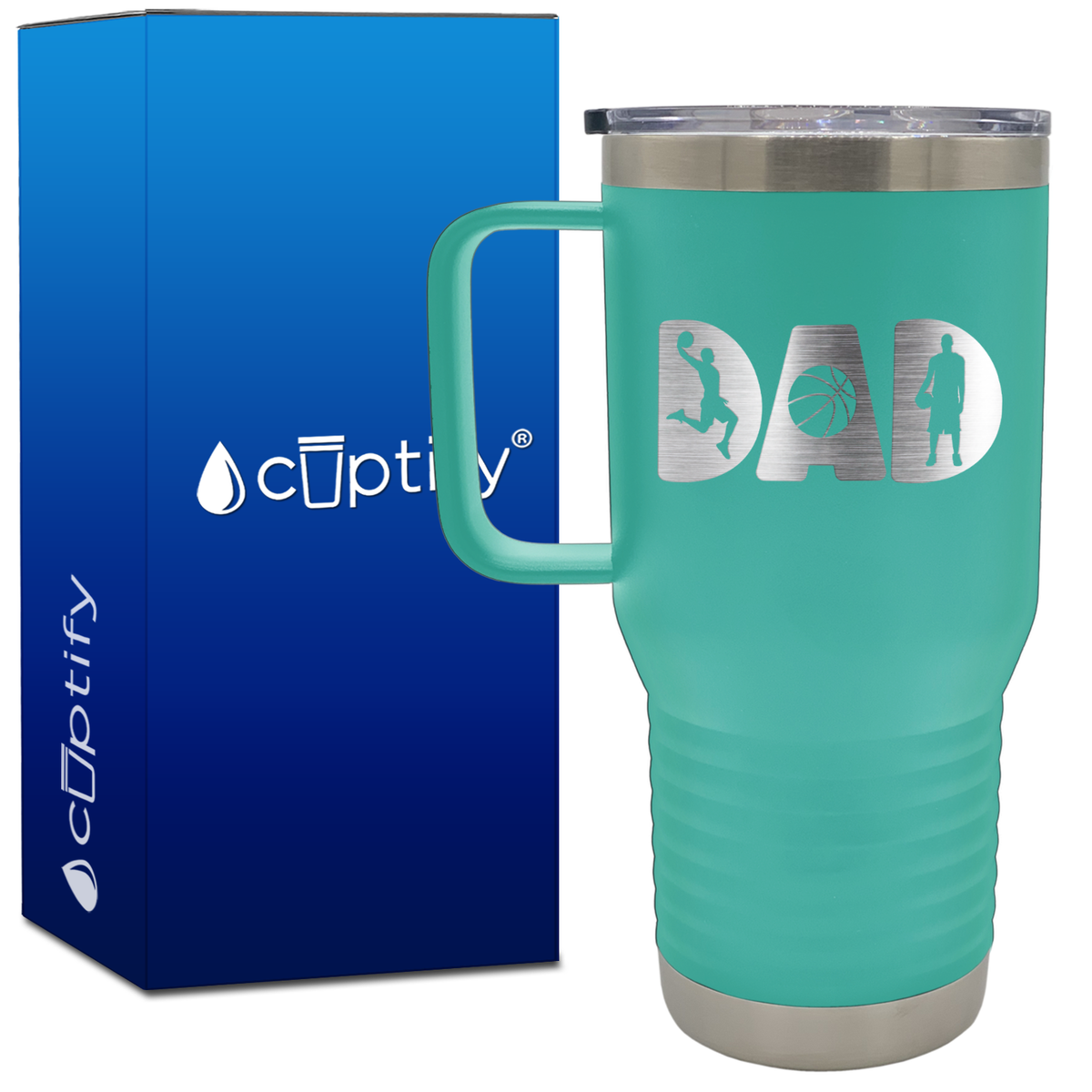 Dad Basketball Silhouettes 20oz Basketball Travel Mug