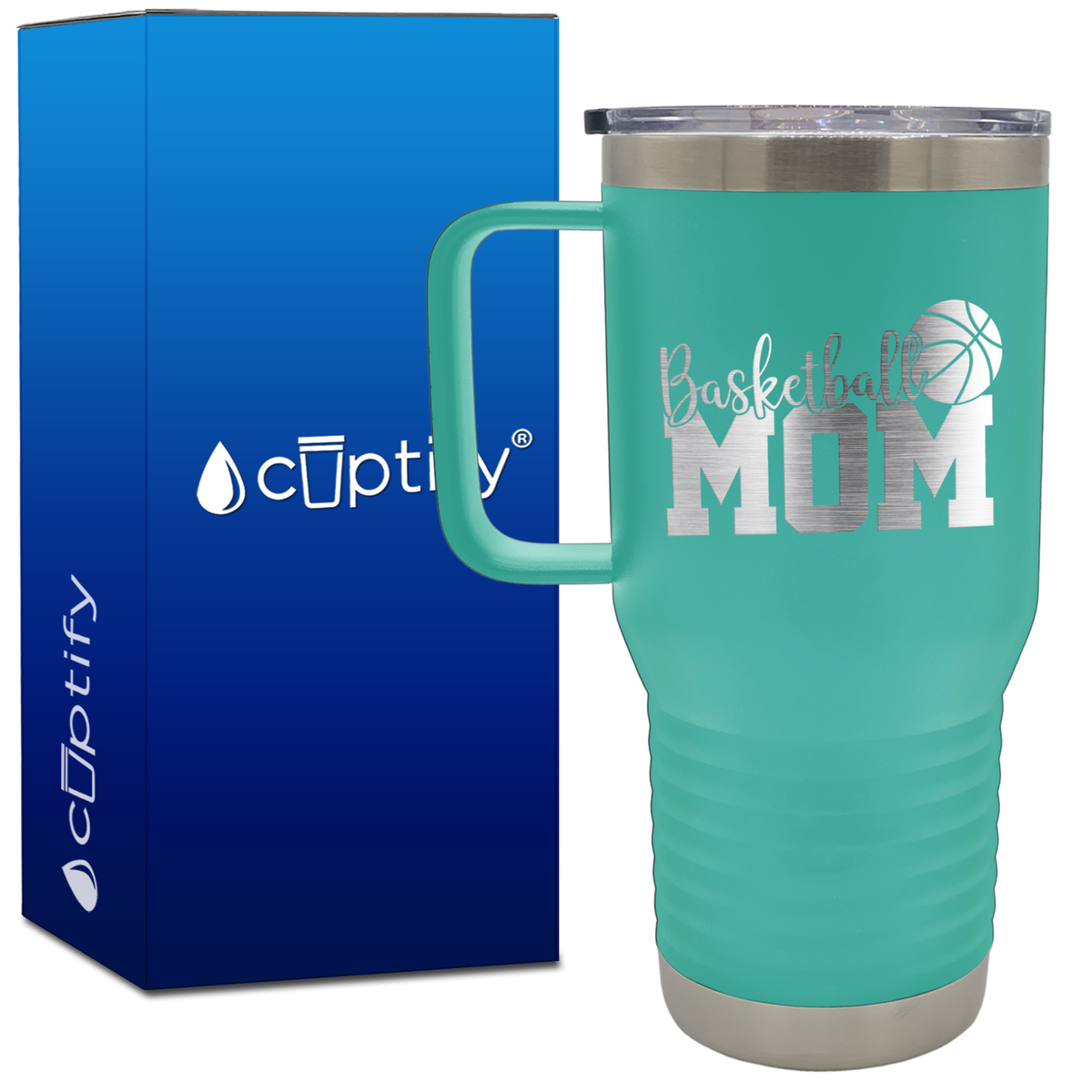 Basketball Mom Slanted 20oz Basketball Travel Mug