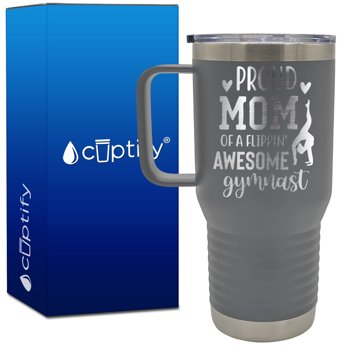 Proud Mom of a Flippin' Awesome Gymnast 20oz Gymnastics Travel Mug