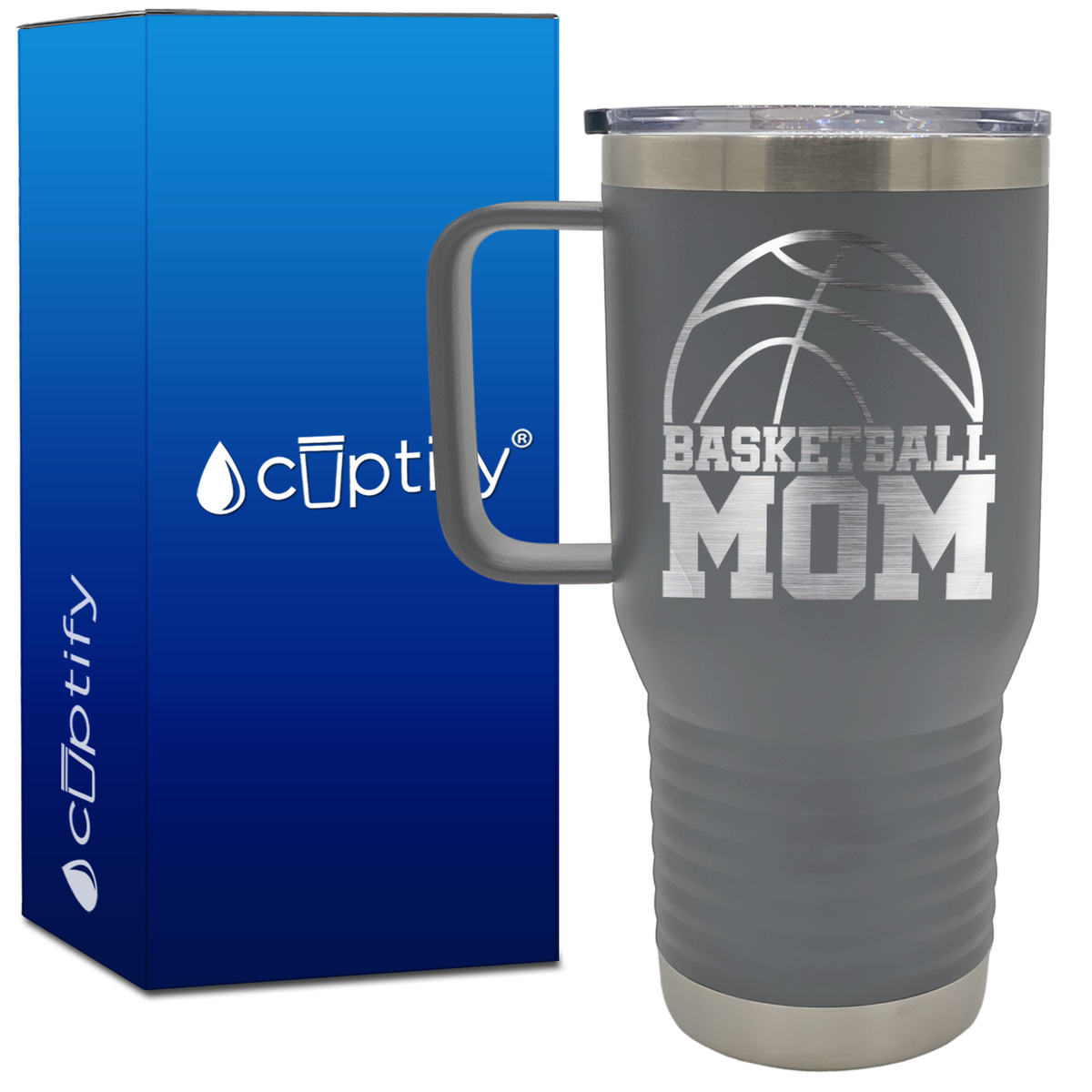 Basketball Mom Half Ball 20oz Basketball Travel Mug