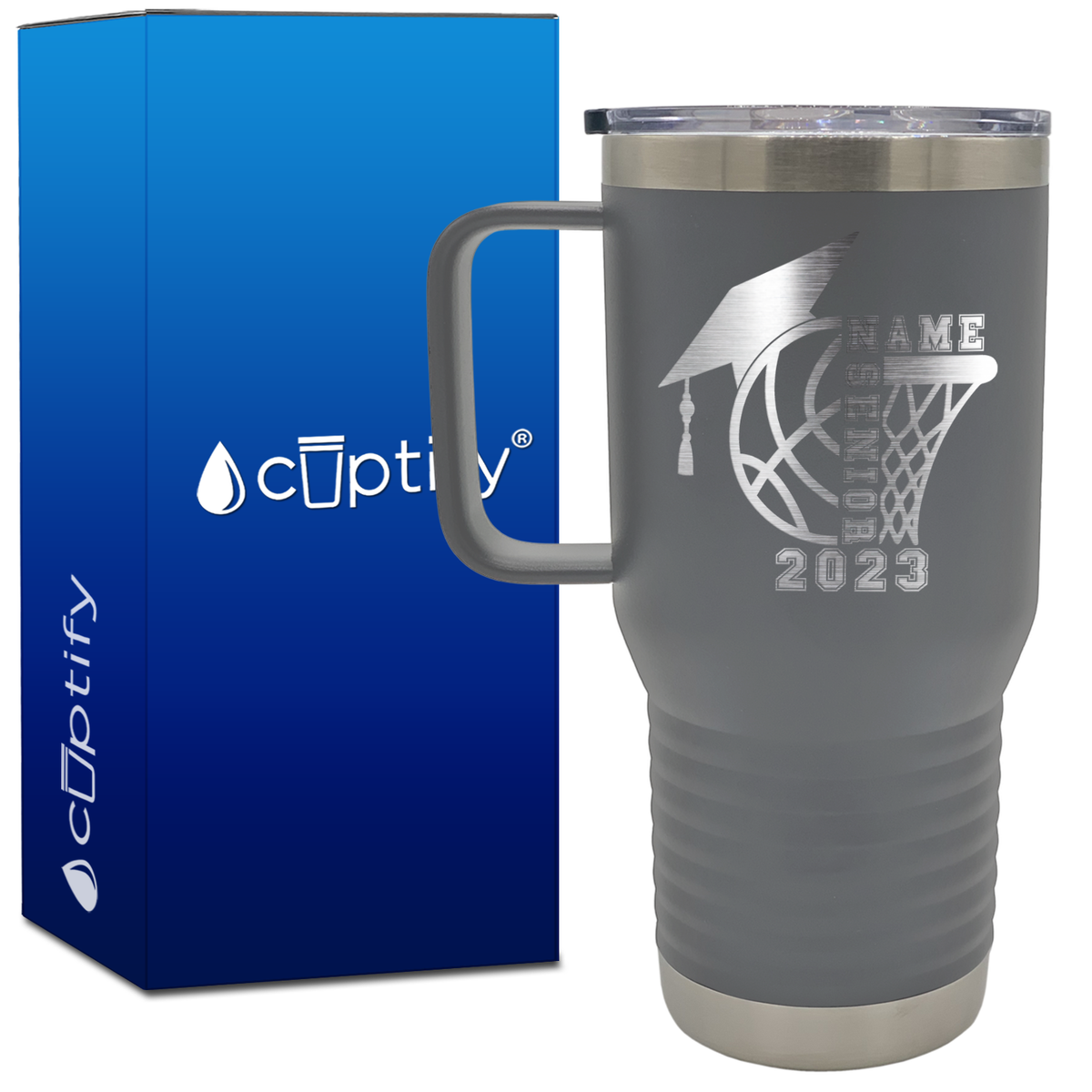 Personalized Basketball Senior 20oz Basketball Travel Mug