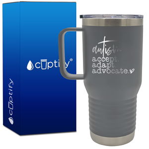 Autism Accept Adapt Advocate 20oz Autism Travel Mug