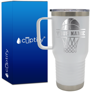 Personalized Basketball and Net 20oz Basketball Travel Mug