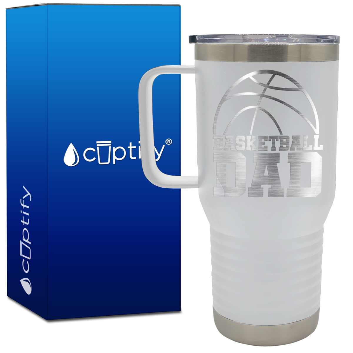Basketball Dad Half Ball 20oz Basketball Travel Mug