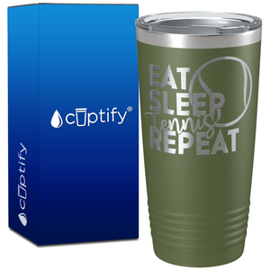 Eat Sleep Tennis Repeat on 20oz Tumbler