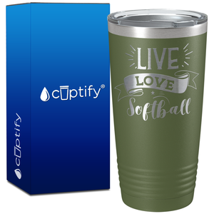 Live Love Softball Banner on 20oz Tumbler