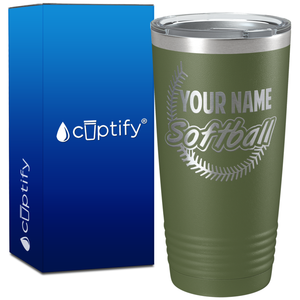 Personalized Softball on 20oz Tumbler