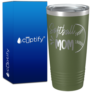 Softball Mom Half Ball on 20oz Tumbler