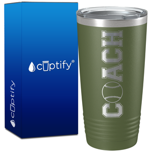 Coach Baseball on 20oz Coach Tumbler