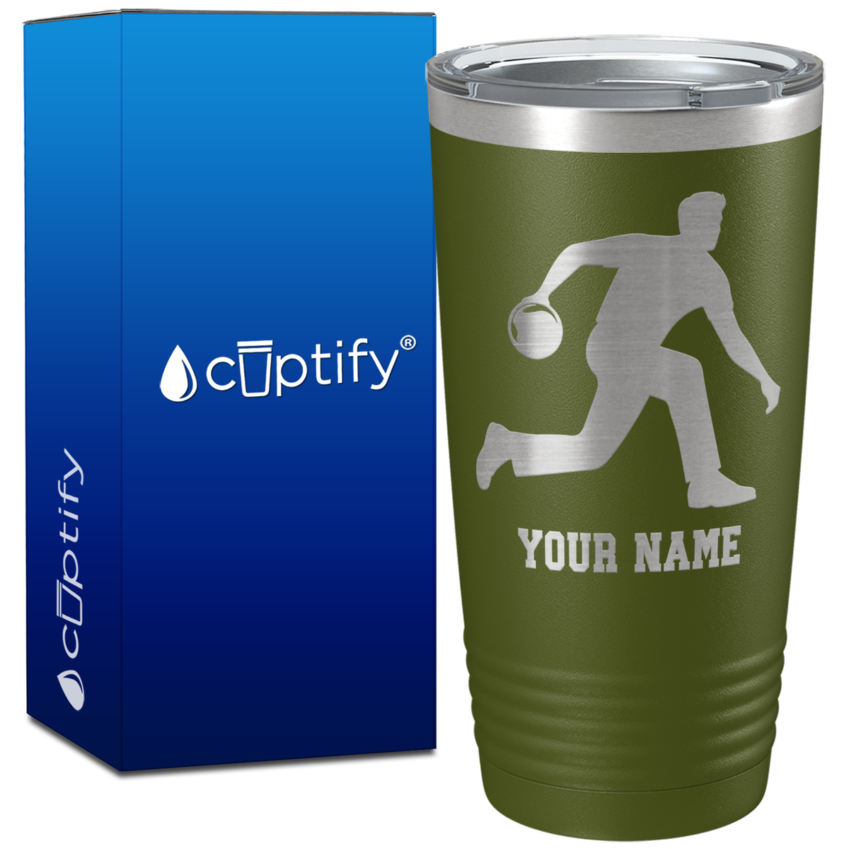 Personalized Bowler on 20oz Tumbler