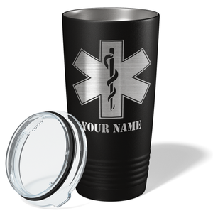 Personalized EMT EMS Caduceus Silhouette Paramedic 20oz Black Tumbler