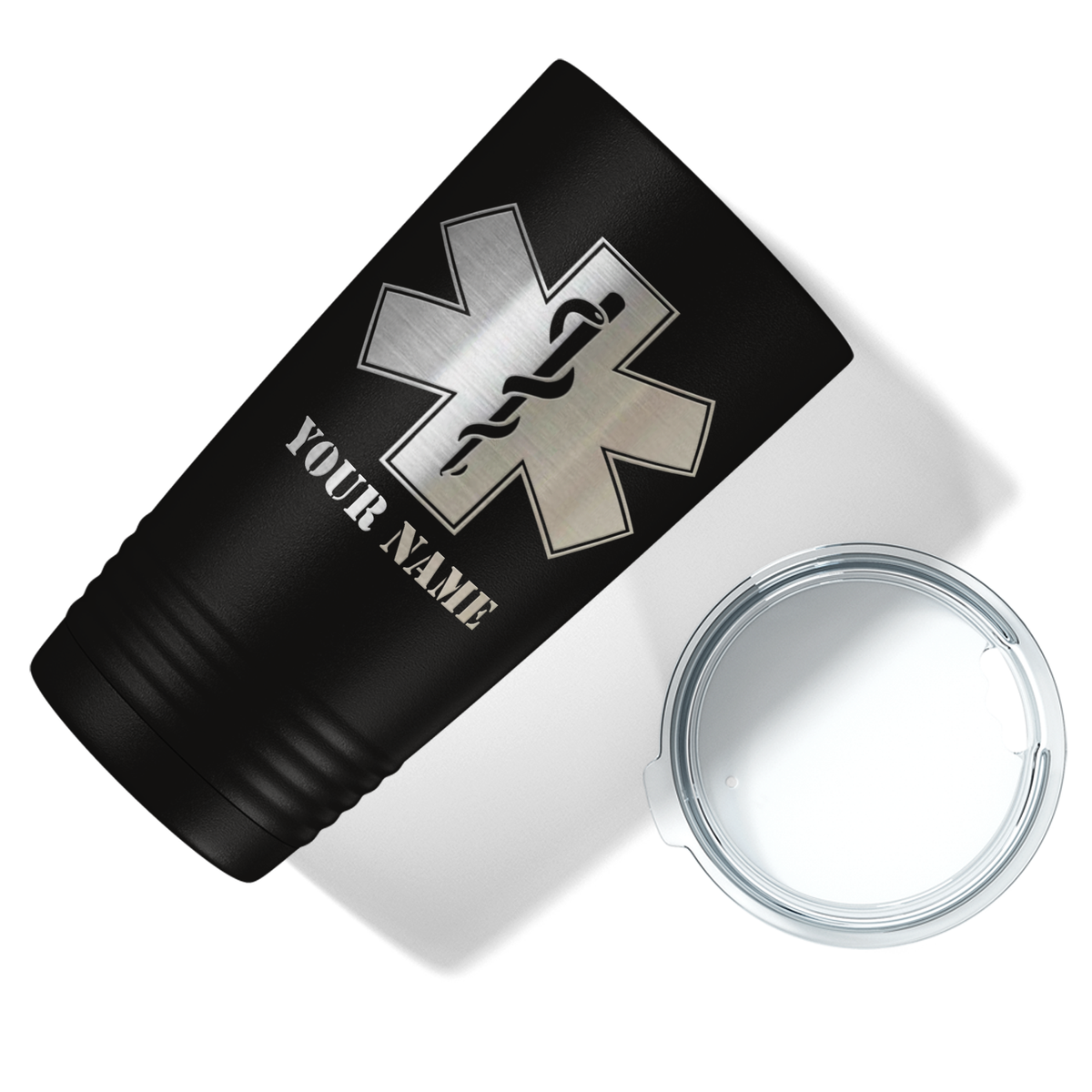 Personalized EMT EMS Caduceus Silhouette Paramedic 20oz Black Tumbler