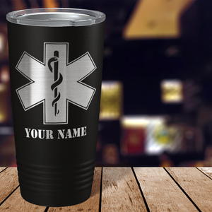 Personalized EMT EMS Caduceus Silhouette Paramedic 20oz Black Tumbler