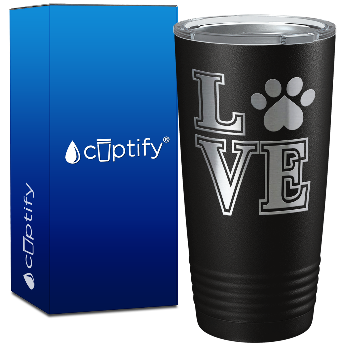Love Dogs Paw Print on 20oz Tumbler
